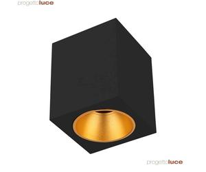 PORTA FARETTO QUADRATO DA SOFFITTO NERO RIFLETTORE ORO ROSA GU10 VT 978-RD