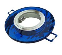 Porta Faretto tondo vetro rifinito moderno elegante taglio diamantato controsoffitto lampadine led GU10 (Blu)
