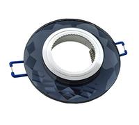 Porta Faretto tondo vetro rifinito moderno elegante taglio diamantato controsoffitto lampadine led GU10 (Nero Zaffiro)