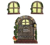 Porta fata e finestra Set da cartone animato luminoso resistente al clima Elfo Resina Elfo Porta decorativa decorativa fai-da-te Friendly Cose per il giardino delle fate, casa delle bambole