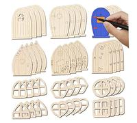 Porta fata, porte fate in legno per mini finestra non finita Mini finestra fata kit fai -da -te accessori per giardini fati per casa 48 pezzi stile 1