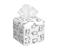 Porta fazzoletti a cubo elegante a forma di gatto bianco e nero, porta fazzoletti quadrato in pelle - Porta/organizzatore decorativo per il piano del mobile del bagno