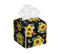 Porta fazzoletti a forma di farfalla a forma di girasole - Porta fazzoletti a forma di cubo quadrato decorativo - Simpatico organizer per tovaglioli in pelle PU per auto, bagno, camera da letto, uffic