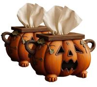 Porta Fazzoletti A Forma Di Zucca Di Halloween, 7,5" Di Decorazione For Scatola Di Fazzoletti Di Halloween Spettrale Con Occhi For Bagno, Cucina, Ufficio(2pcs)