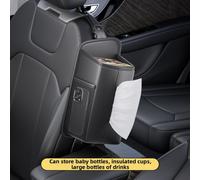Porta fazzoletti auto in pelle PU per sedili anteriori con slot per telefono e s