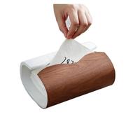 Porta fazzoletti Copertura della scatola del tessuto con texture in travertino naturale Supporto rettangolare in legno di arenaria pesante Estetica dell'ufficio(White)