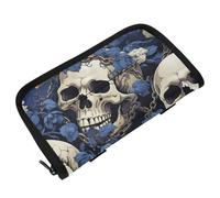 Porta fazzoletti da appendere per auto, portatovaglioli, con cinghie regolabili e cerniera, scatola dispenser di fazzoletti ricaricabile per auto, fiori blu, teschi, hippie