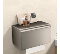 Porta fazzoletti da bagno in alluminio spaziale, scatola impermeabile non perforante per WC a parete, aumento della capacità universale per disegno di carta in rotolo, punzonatura/non punzonatura