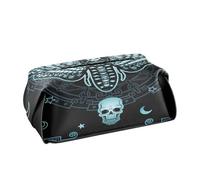 Porta fazzoletti in pelle con farfalla e teschio per tovaglioli da bagno e auto, 24 x 13 x 9 cm