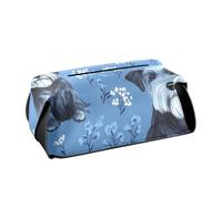 Porta fazzoletti in pelle da appendere alla visiera del tovagliolo con cinghie regolabili e cerniera riutilizzabile dispenser di fazzoletti scatola cani fiori blu M