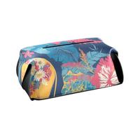 Porta fazzoletti in pelle da appendere con visiera parasole con cinghie regolabili e cerniera, riutilizzabile, dispenser automatico di fazzoletti, stile bohémien, elefanti e fiori, M