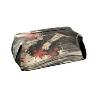 Porta fazzoletti in pelle Porta tovaglioli da appendere con cinghie regolabili e cerniera Dispenser di fazzoletti ricaricabile Samurai giapponese Foglia d'acero Wave