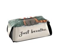 Porta fazzoletti in pelle Porta tovaglioli da appendere con cinghie regolabili e cerniera Dispenser automatico di fazzoletti ricaricabile Red Panda Just Breathe Christmas