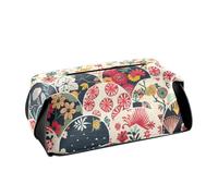 Porta fazzoletti in pelle Porta tovaglioli da appendere con cinghie regolabili e cerniera Dispenser automatico di fazzoletti ricaricabile Stile giapponese con motivo a ventaglio