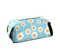 Porta fazzoletti in pelle Porta tovaglioli da appendere con cinghie regolabili e cerniera Scatola dispenser di fazzoletti riutilizzabile Multi-margherita Bianco