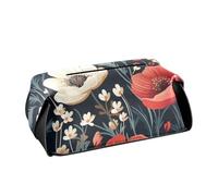 Porta fazzoletti in pelle Porta tovaglioli da appendere con cinghie regolabili e cerniera Scatola dispenser di fazzoletti ricaricabile Rosso e Bianco Fiore di papavero di mais