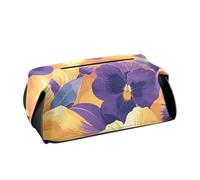 Porta fazzoletti in pelle Porta tovaglioli da appendere per auto con cinghie regolabili e cerniera Dispenser automatico di tessuto riutilizzabile Astratto Arancione Viola Viole del pensiero Fiori