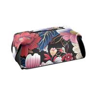 Porta fazzoletti in pelle Porta tovaglioli da appendere per auto con cinghie regolabili e cerniera Dispenser automatico di fazzoletti ricaricabile Vividi fiori in stile giapponese