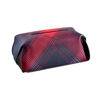Porta fazzoletti in pelle Porta tovaglioli da appendere per auto con cinghie regolabili e cerniera Dispenser di fazzoletti riutilizzabile Plaid rosso e blu
