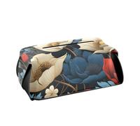 Porta fazzoletti in pelle Porta tovaglioli da appendere per auto con cinghie regolabili e cerniera Scatola dispenser di fazzoletti ricaricabile Rosso e Bianco Fiore di papavero di mais