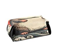 Porta fazzoletti in pelle Porta tovaglioli da appendere visiera parasole con cinghie regolabili e cerniera Accessori auto ricaricabili Oceano giapponese Onde del Mare Cavia