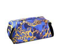 Porta fazzoletti in pelle Porta tovaglioli da auto da appendere con cinghie regolabili e cerniera Dispenser di fazzoletti riutilizzabile Leopard Blue Gold Fashion