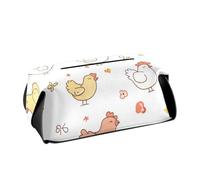 Porta fazzoletti in pelle Porta visiera tovagliolo appeso con cinghie regolabili e cerniera Dispenser di fazzoletti riutilizzabile Cartoon Carino Pollo Bianco
