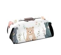 Porta fazzoletti in pelle Porta visiera tovagliolo appeso con cinghie regolabili e cerniera Scatola dispenser di fazzoletti riutilizzabile Cartoon Sweet Bear Bianco