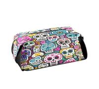 Porta fazzoletti in pelle Porta visore tovagliolo appeso con cinghie regolabili e cerniera Dispenser di fazzoletti riutilizzabile Mexico Skulls Doodle