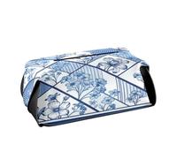 Porta fazzoletti in pelle Porta visore tovagliolo appeso con cinghie regolabili e cerniera Scatola dispenser di fazzoletti ricaricabile Trendy Astratto Blu Plaid Fiore