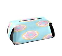 Porta fazzoletti in pelle Portasalviette da appendere con cinghie regolabili e cerniera Dispenser automatico di fazzoletti riutilizzabile Cartoon Donut Blu