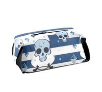 Porta fazzoletti in pelle Portasovaglioli da appendere con cinghie regolabili e cerniera Dispenser automatico di tessuto riutilizzabile Teschio con pietre preziose blu