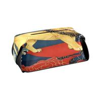 Porta fazzoletti in pelle Portatovaglioli da appendere con cinghie regolabili e cerniera Accessori auto riutilizzabili Onda giapponese Leone Rosso