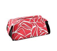 Porta fazzoletti in pelle Portatovaglioli da appendere per auto con cinghie regolabili e cerniera Accessori per auto riutilizzabili Disegno a linee di fiori di rosa rossa