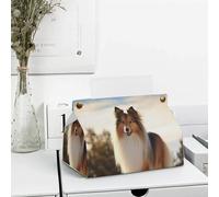 Porta fazzoletti in pelle PU con simpatico cane Shetland, porta fazzoletti quadrato, porta carta decorativo, dispenser per carta igienica, per cucina e bagno