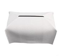 Porta fazzoletti in pelle PU per scatole quadrate di fazzoletti e rotoli di carta, funzionale ed elegante per l'uso in più ambienti (bianco)