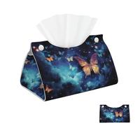 Porta fazzoletti in pelle PU, rettangolare, con cielo stellato e farfalla, porta fazzoletti, distributore di tovaglioli, porta fazzoletti decorativo, porta carta per bagno e ufficio, 7,9" L x 4,9" W x