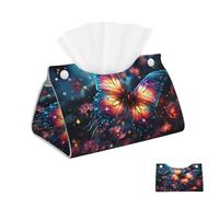 Porta fazzoletti in pelle PU, rettangolare, con farfalla nella Via Lattea, porta fazzoletti, dispenser per tovaglioli, porta fazzoletti decorativo, porta carta per bagno e ufficio, 7,9" L x 4,9" W x 4