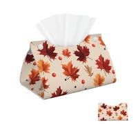 Porta fazzoletti in pelle PU, rettangolare, con foglia d'acero autunnale, porta fazzoletti, distributore di tovaglioli, porta fazzoletti decorativo, porta carta per bagno e ufficio, 7,9" L x 4,9" W x