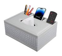 Porta fazzoletti in Pelle,Rettangolare Porta Fazzoletti,Scatola Fazzoletti Moderne,Con 3 organizzatore di telecomandi,passend für Haus,Hotel, Restaurant,Büro,Auto,Bianco
