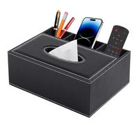 Porta fazzoletti in Pelle,Rettangolare Porta Fazzoletti,Scatola Fazzoletti Moderne,Con 3 organizzatore di telecomandi,passend für Haus,Hotel, Restaurant,Büro,Auto,Nero