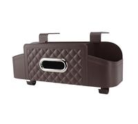 Porta Fazzoletti per Auto 168 x 93 x 112 mm Copri Scatola per Fazzoletti per Poggiatesta in Plastica con Portabicchieri, Custodia per Organizer da Appendere al Sedile Posteriore Dell'auto(Marrone)