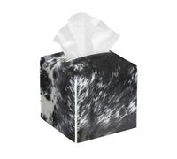 Porta fazzoletti quadrato in pelle con stampa in pelle di mucca bianca e nera - Organizer decorativo per mobiletto del bagno, comodino e piano di lavoro | Base antiscivolo e design facile da riempir