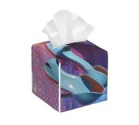 Porta fazzoletti quadrato in pelle PU impermeabile con motivo discoteca anni '60, bevande e tacchi alti, per auto, bagno, camera da letto, ufficio, decorazione da tavolo