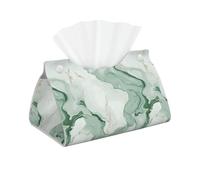 Porta fazzoletti rettangolare in pelle PU, colore bianco crema marmorizzato, verde salvia, per auto, bagno, camera da letto, scrivania, tavolo, decorazione