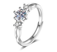 Porta fede anelli in oro bianco donna argento 14 carati moissanite 6 artigli con pietra preziosa taglia moglie per zia laurea gioielli, 49, Oro bianco 14 carati, Moissanite