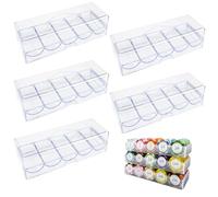 Porta fiches da Poker, Vassoio per fiches da Poker in plastica Trasparente con Coperchio, espositore Multiuso da 5 Pezzi per Gioco D'Azzardo, Feste o casa