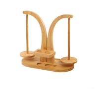 Porta filati in legno con base magnetica e doppi mandrini per controllare la rotazione del filato e creare senza grovigli (colore legno)