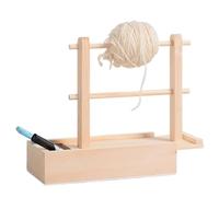 Porta filo in legno, portafilo all'uncinetto Spinner,Dispenser di fili di legno fatti a mano - con scatola di stoccaggio, portasfera di filo efficiente, doppio strato, garantisce una fornitura del
