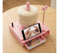 Porta Filo per Uncinetto, Supporto Portatile Multiuso per Filati con Supporto per Telefono, Scatola Portarotolo di Filo Rimovibile e Organizer per Accessori da Uncinetto per Amanti del Lavoro a pink